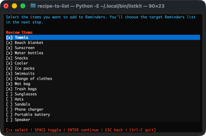 A few more screens from the current command-line prototype.